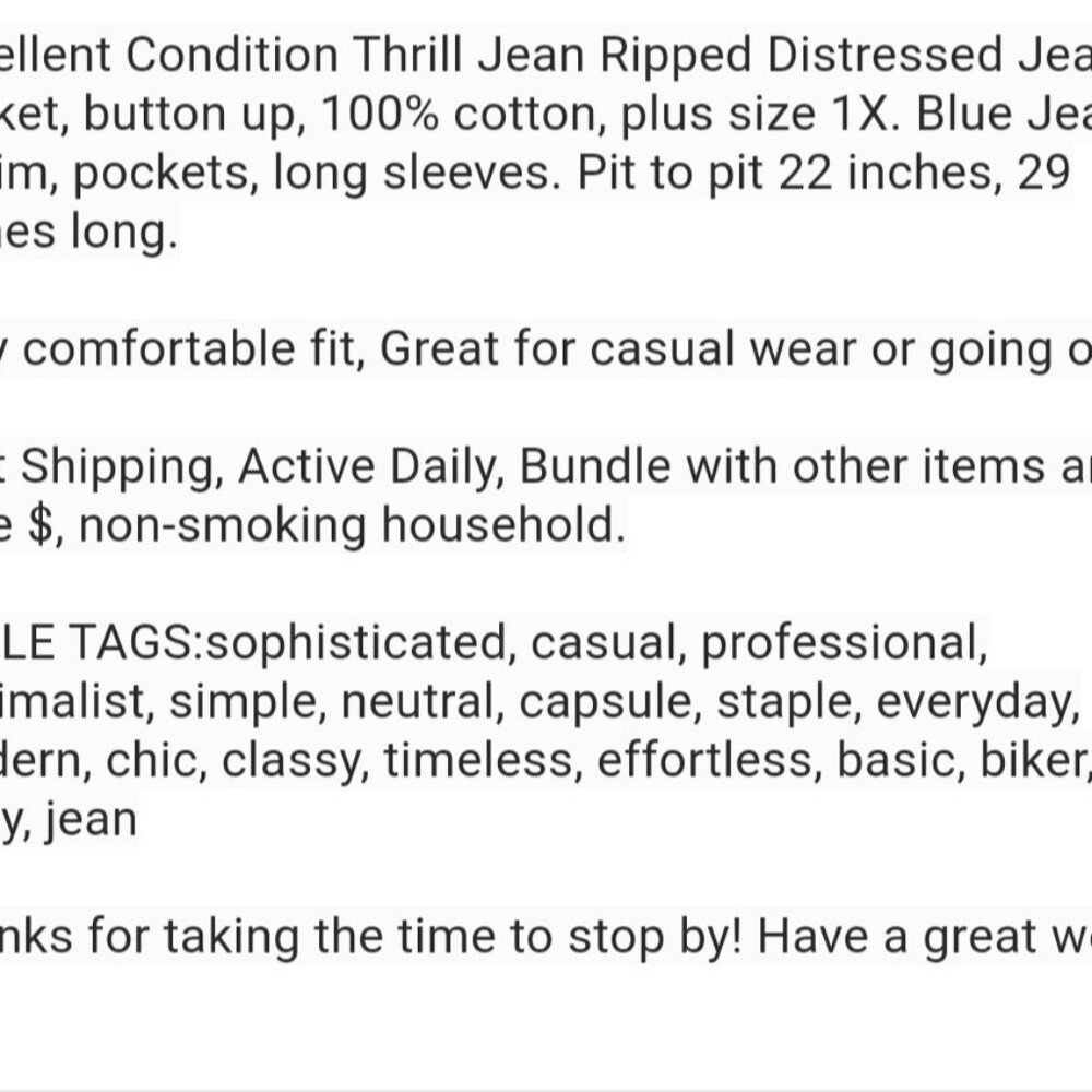 Thrill Ripped Denim Button Front Jacket, Size 1x - image 4